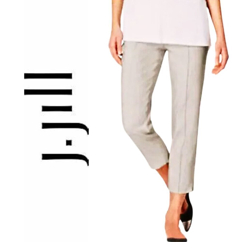 J. Jill Linen‎ Stretch, Linen Blend Tapered Cropped Pants, Light Khaki, Cream